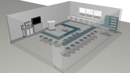 Classroom with backless stools