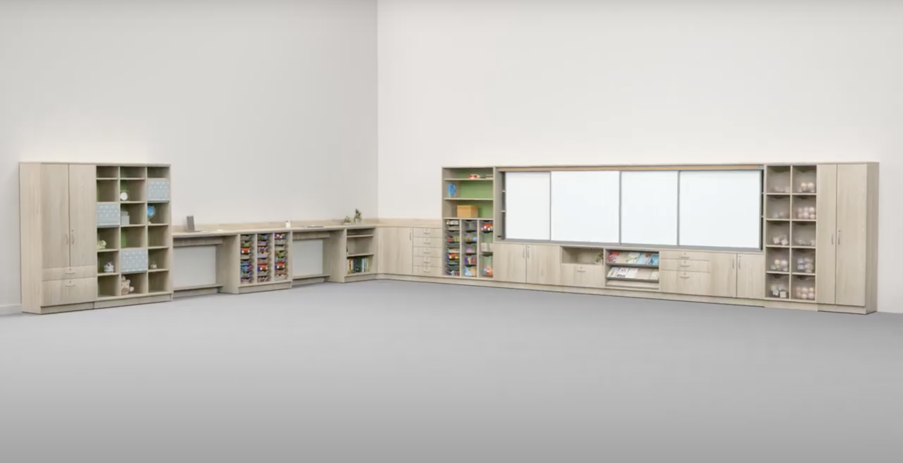 Illusions 2.0 storage cabinets, shelving and whiteboards
